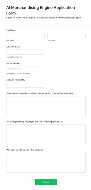 AI Merchandising Engine Application Form Form Template