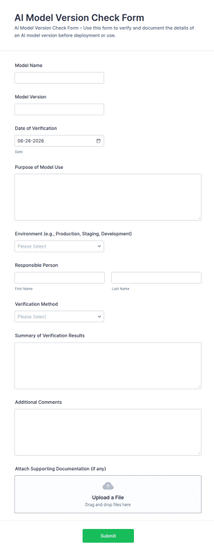 AI Model Version Check Form Template