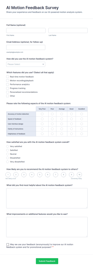 AI Motion Feedback Survey Form Template