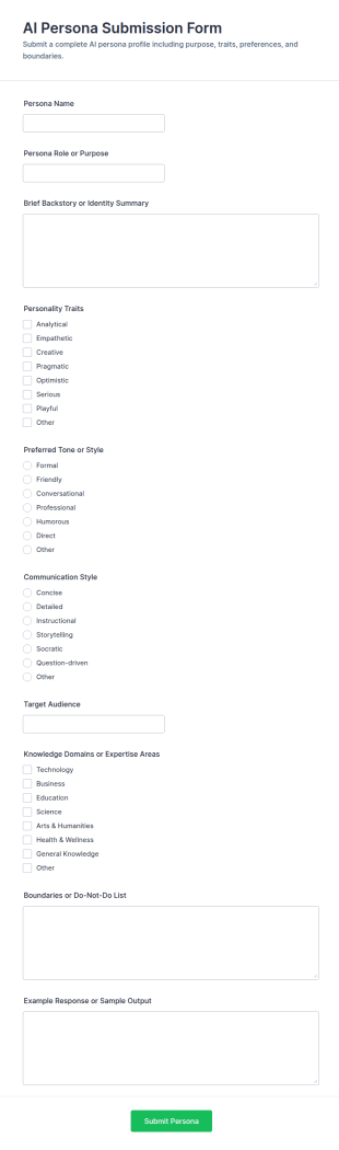AI Persona Submission Form Template