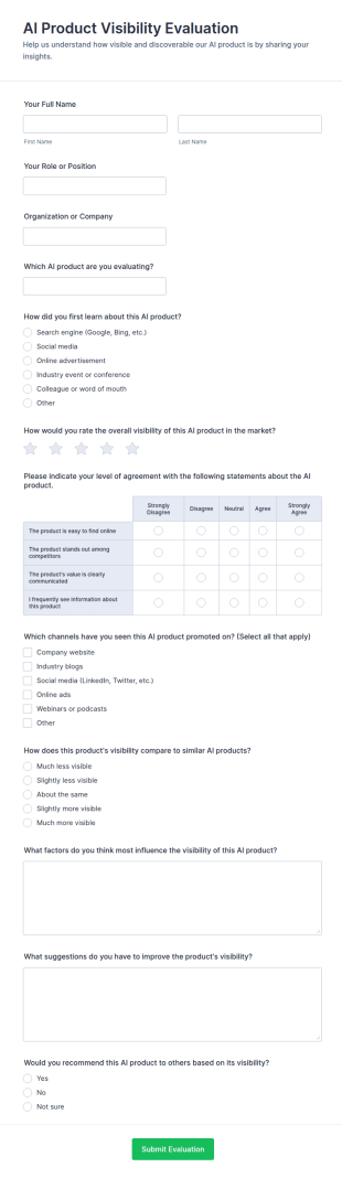 AI Product Visibility Evaluation Form Template