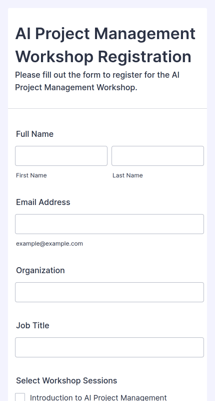 AI Project Management Workshop Registration