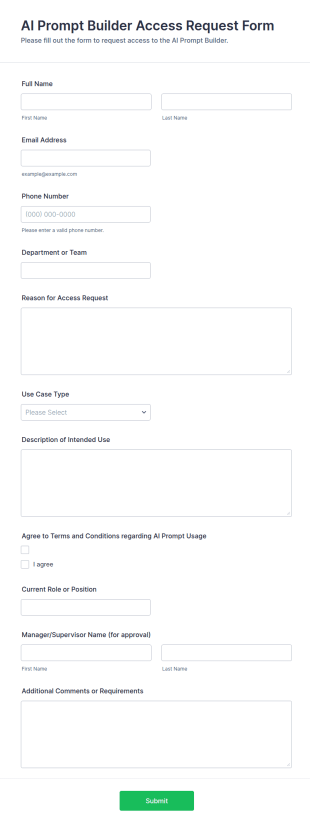 AI Prompt Builder Access Request Form Template