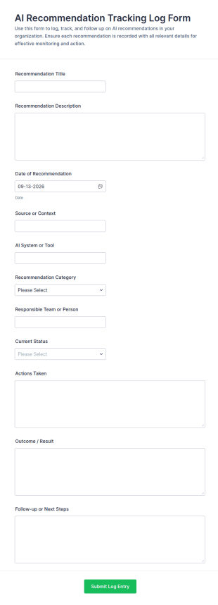 AI Recommendation Tracking Log Form Template