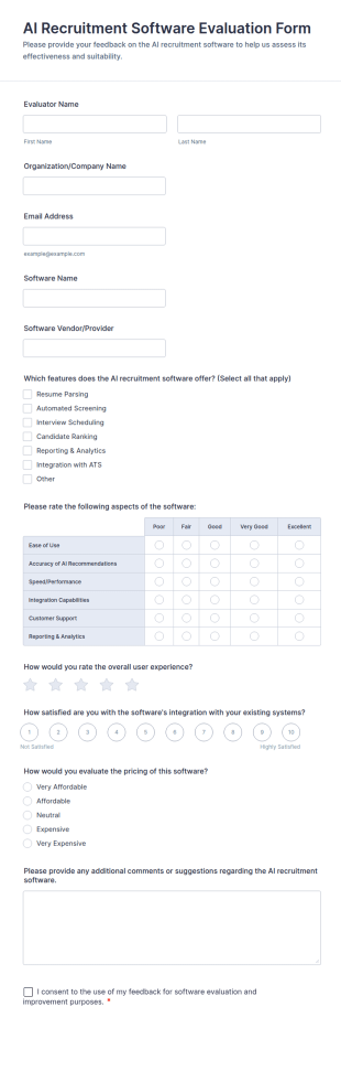 AI Recruitment Software Evaluation Form Template