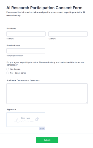 AI Research Participation Consent Form Template