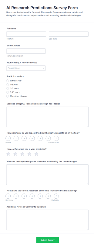 AI Research Predictions Survey Form Template