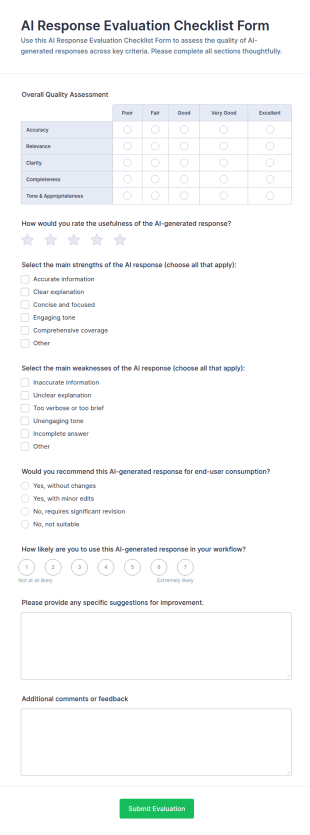 AI Response Evaluation Checklist Form Template