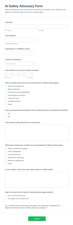 AI Safety Advocacy Form Template