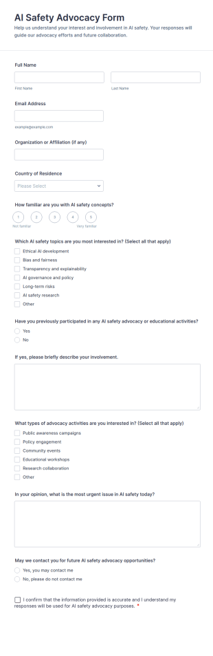 AI Safety Advocacy Form Template