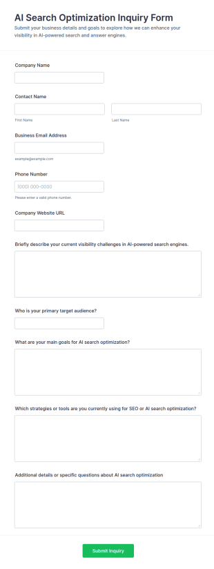 AI Search Optimization Inquiry Form Template