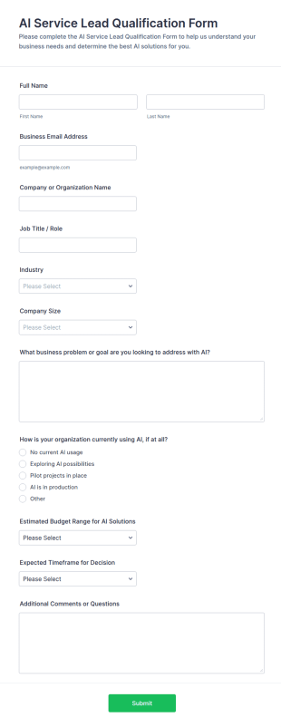 AI Service Lead Qualification Form Template