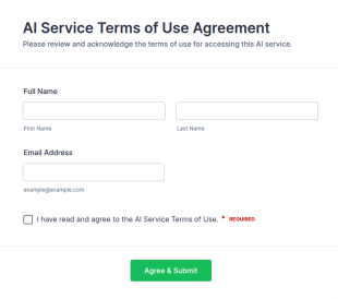 AI Service Terms Of Use Agreement Form Template