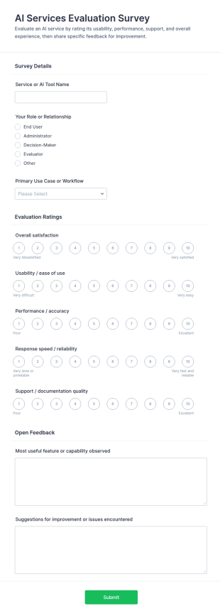 AI Services Evaluation Survey Form Template