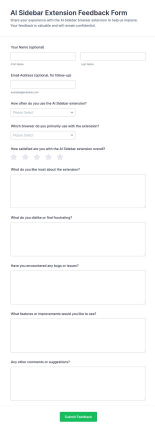 AI Sidebar Extension Feedback Form Template