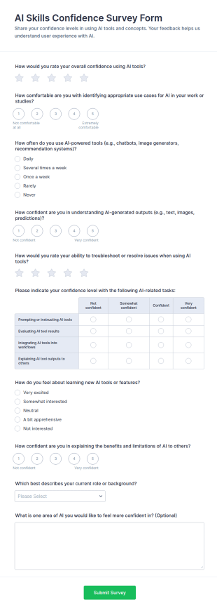 AI Skills Confidence Survey Form Template