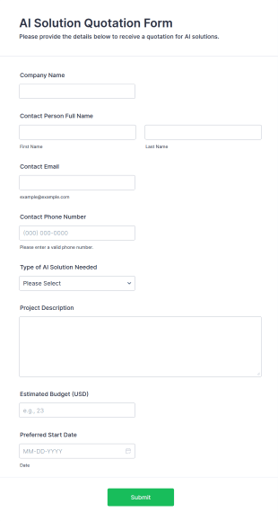 AI Solution Quotation Form Template