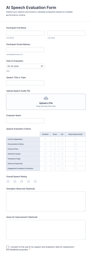 AI Speech Evaluation Form Template