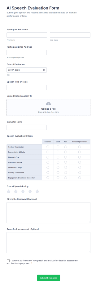 AI Speech Evaluation Form Template