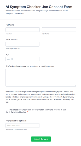AI Symptom Checker Use Consent Form Template