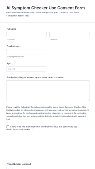 AI Symptom Checker Use Consent Form Template