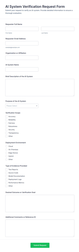AI System Verification Request Form Template