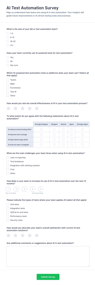 AI Test Automation Survey Form Template