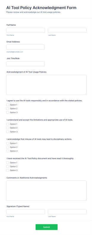 AI Tool Policy Acknowledgment Form Template