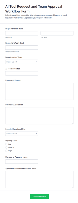 AI Tool Request And Team Approval Form Template