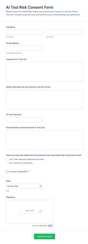 AI Tool Risk Consent Form Template