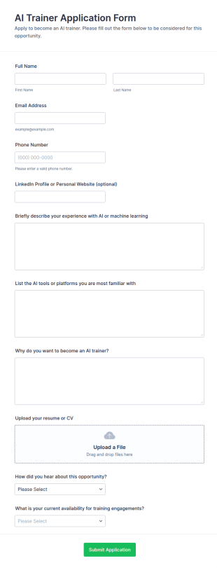 AI Trainer Application Form Template