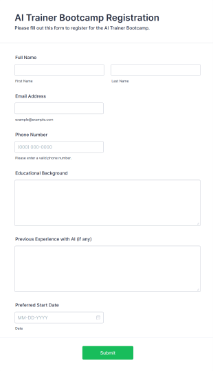 AI Trainer Bootcamp Registration Form Template