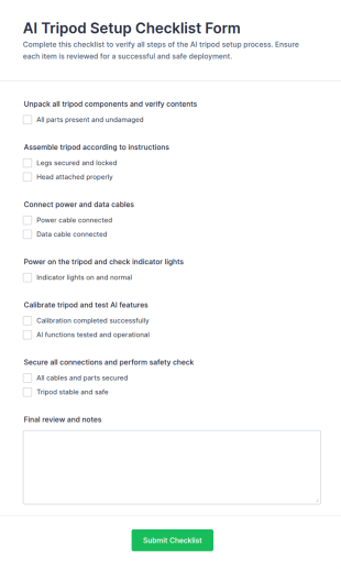 AI Tripod Setup Checklist Form Template