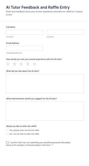 AI Tutor Feedback And Raffle Entry Form Template