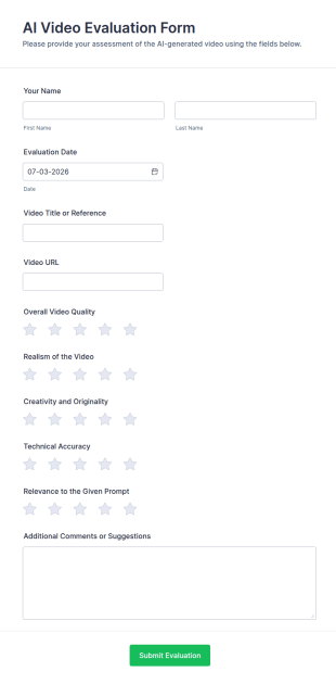 AI Video Evaluation Form Template