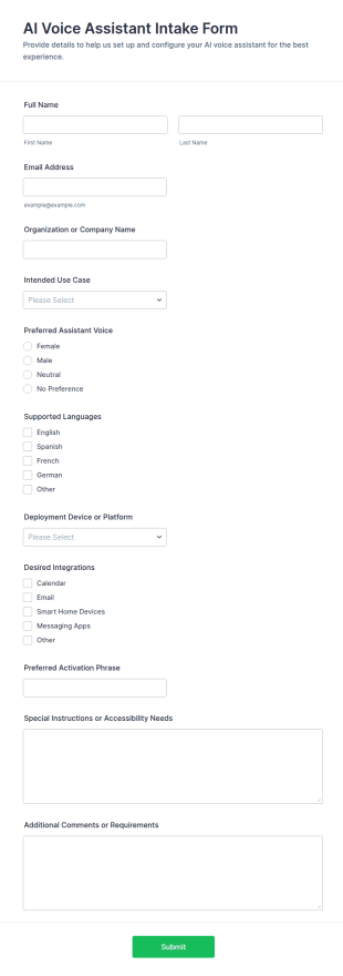 AI Voice Assistant Intake Form Template