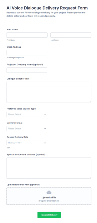 AI Voice Dialogue Delivery Request Form Template