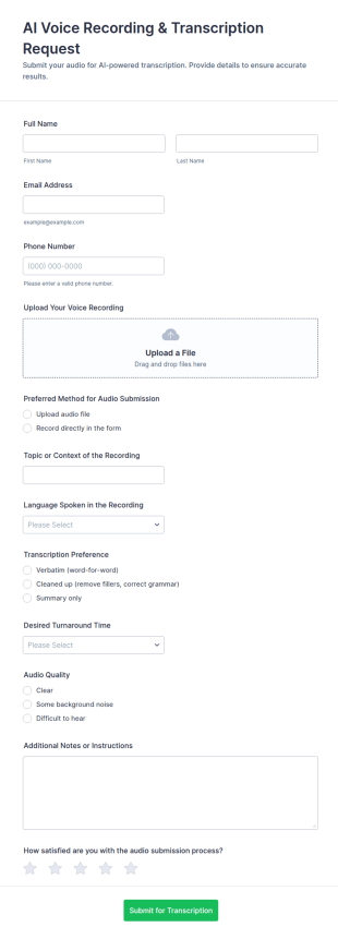 AI Voice Recording & Transcription Request Form Template