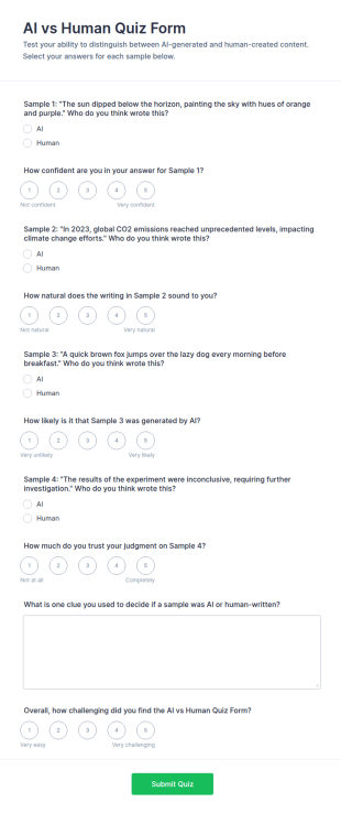 AI Vs Human Quiz Form Template