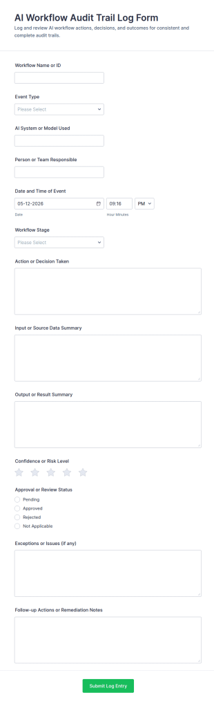 AI Workflow Audit Trail Log Form Template