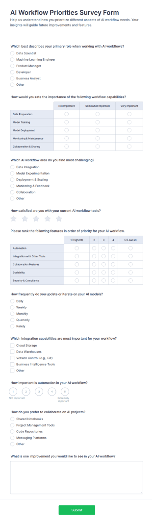 AI Workflow Priorities Survey Form Template