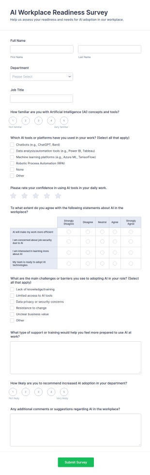 AI Workplace Readiness Survey Form Template