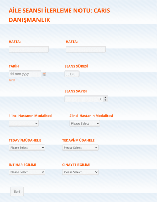 Aile Danışmanlığı İlerleme Notu Form Template