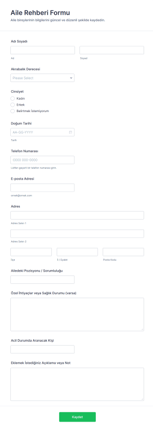 Aile Rehberi Form Template