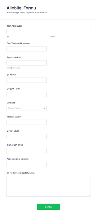 Ailebilgi Form Şablonu