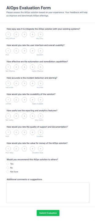 AIOps Evaluation Form Template