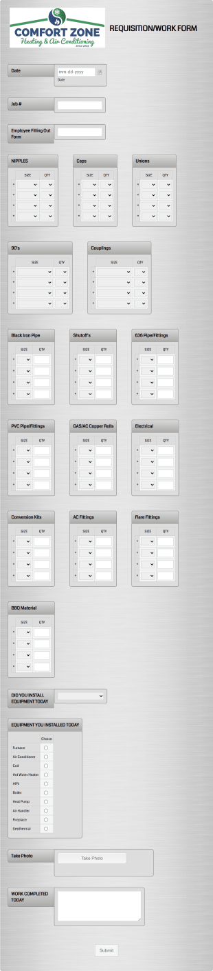 Air Conditioning Daily Requisition Report Form Template