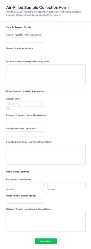Air Filled Sample Collection Form Template