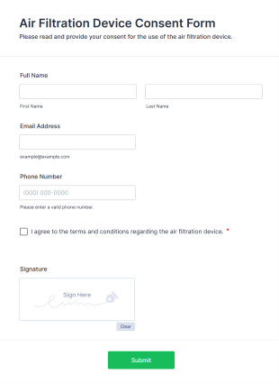 Air Filtration Device Consent Form Template