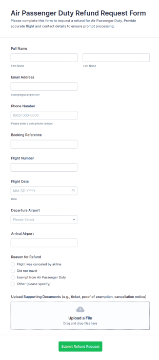 Air Passenger Duty Refund Request Form Template